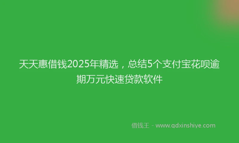 天天惠借钱2025年精选，总结5个支付宝花呗逾期万元快速贷款软件
