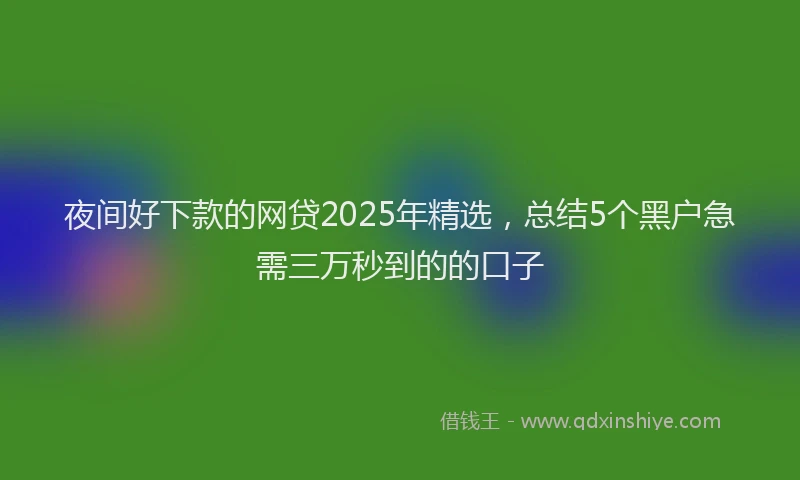 夜间好下款的网贷2025年精选，总结5个黑户急需三万秒到的的口子