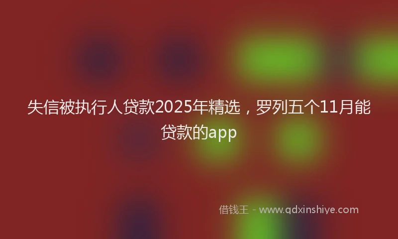 失信被执行人贷款2025年精选，罗列五个11月能贷款的app
