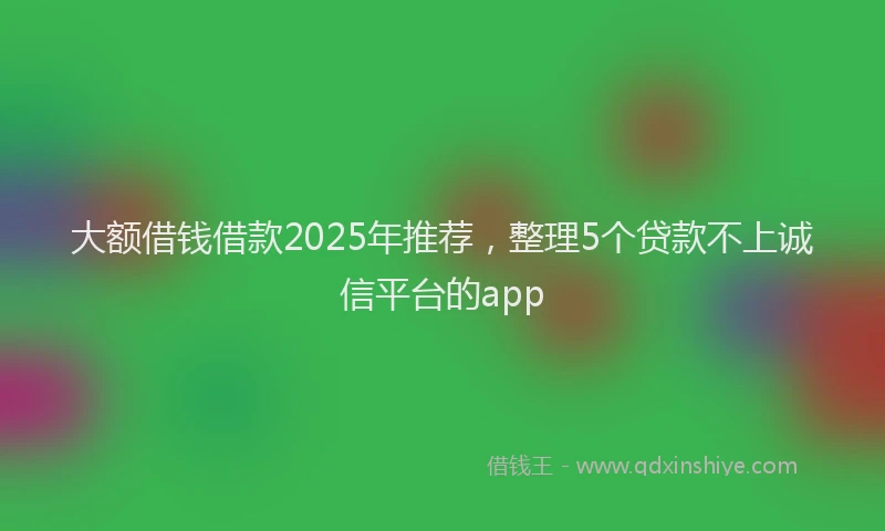 大额借钱借款2025年推荐，整理5个贷款不上诚信平台的app