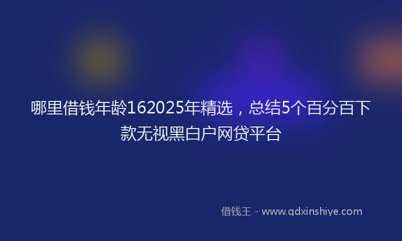 哪里借钱年龄162025年精选，总结5个百分百下款无视黑白户网贷平台
