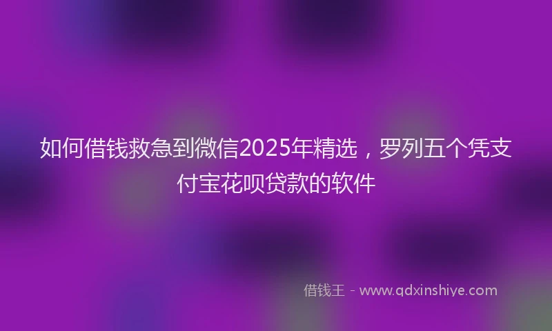 如何借钱救急到微信2025年精选，罗列五个凭支付宝花呗贷款的软件