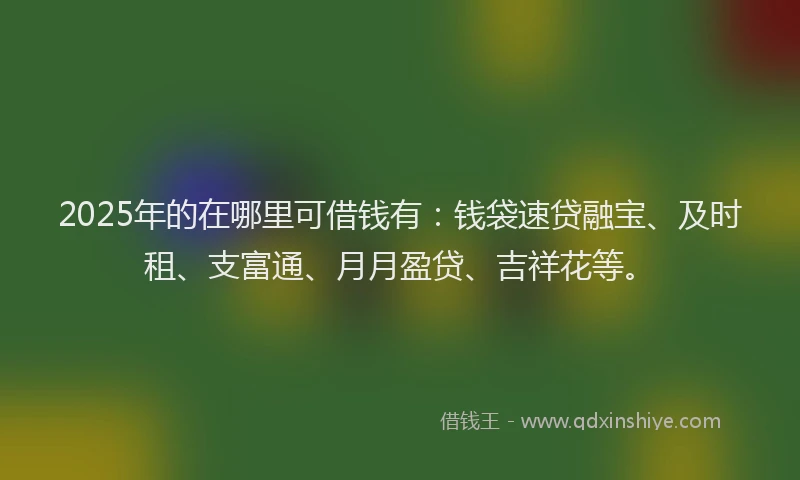 2025年的在哪里可借钱有：钱袋速贷融宝、及时租、支富通、月月盈贷、吉祥花等。