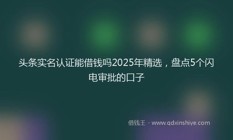 头条实名认证能借钱吗2025年精选，盘点5个闪电审批的口子
