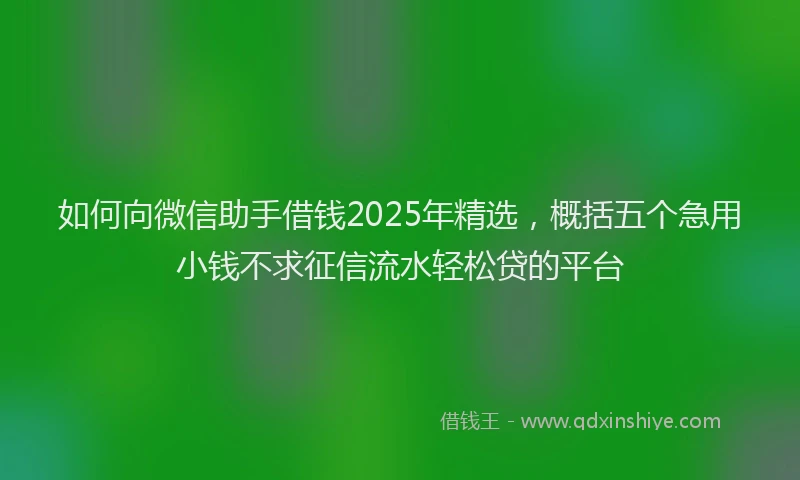如何向微信助手借钱2025年精选，概括五个急用小钱不求征信流水轻松贷的平台
