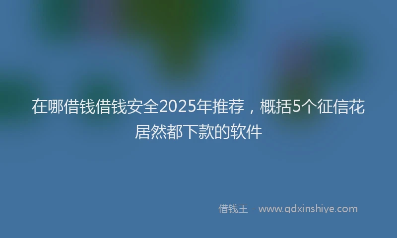 在哪借钱借钱安全2025年推荐，概括5个征信花居然都下款的软件