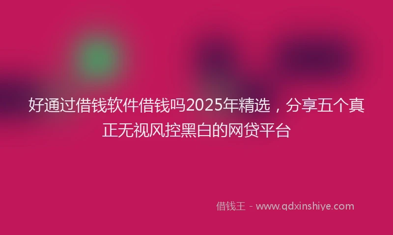 好通过借钱软件借钱吗2025年精选，分享五个真正无视风控黑白的网贷平台