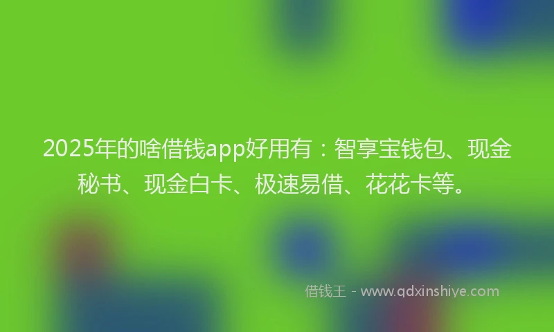 2025年的啥借钱app好用有：智享宝钱包、现金秘书、现金白卡、极速易借、花花卡等。