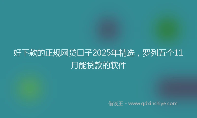好下款的正规网贷口子2025年精选，罗列五个11月能贷款的软件