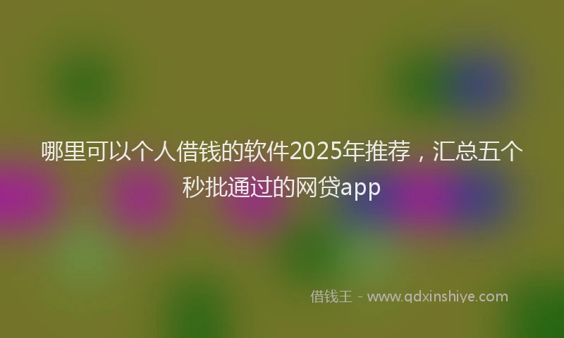 哪里可以个人借钱的软件2025年推荐，汇总五个秒批通过的网贷app
