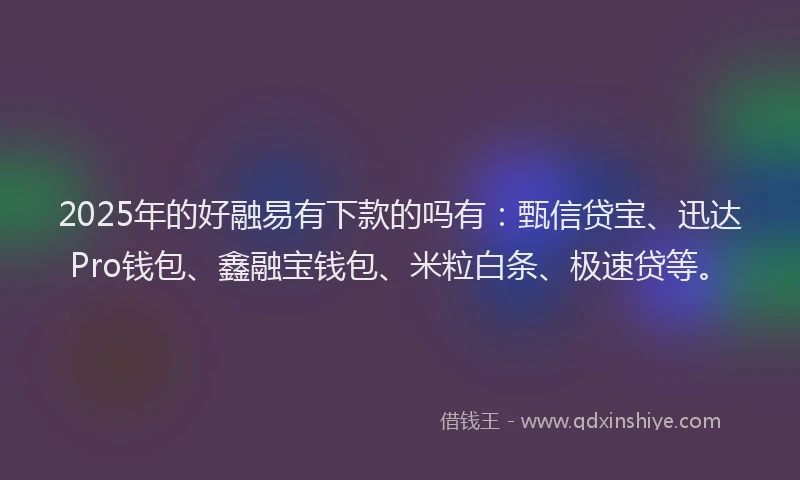 2025年的好融易有下款的吗有：甄信贷宝、迅达Pro钱包、鑫融宝钱包、米粒白条、极速贷等。