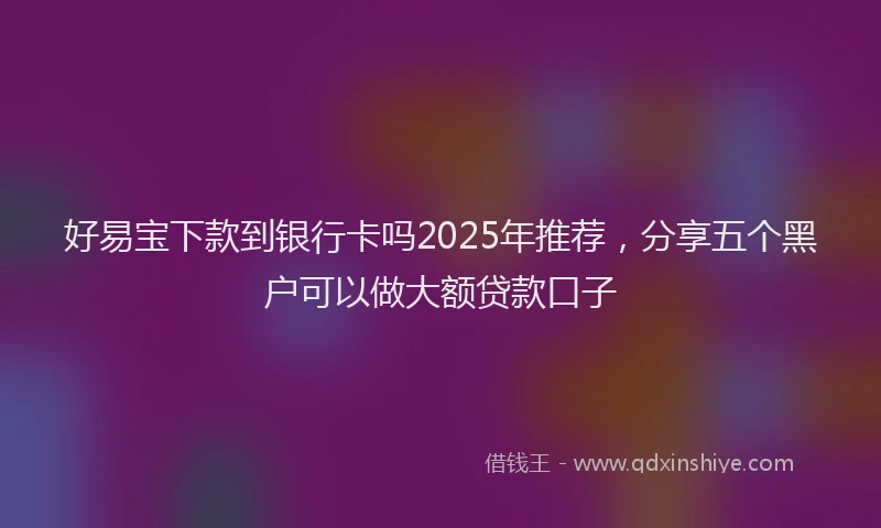 好易宝下款到银行卡吗2025年推荐，分享五个黑户可以做大额贷款口子