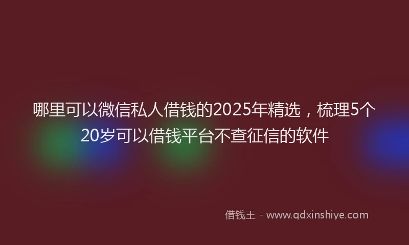 哪里可以微信私人借钱的2025年精选，梳理5个20岁可以借钱平台不查征信的软件