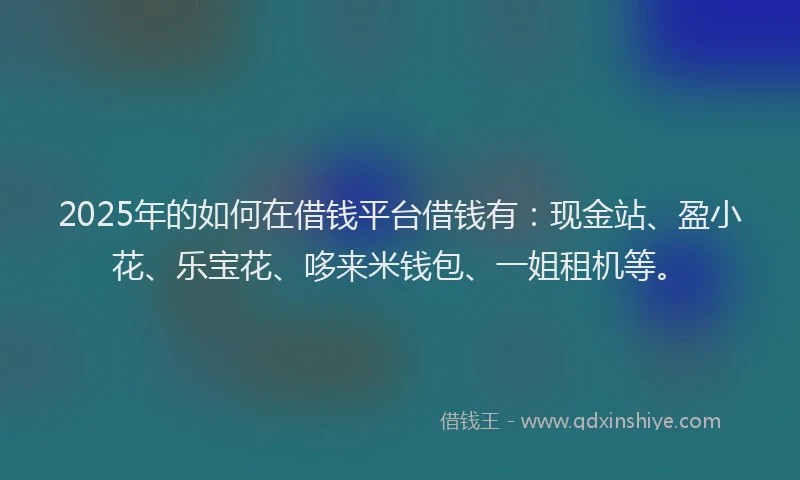 2025年的如何在借钱平台借钱有：现金站、盈小花、乐宝花、哆来米钱包、一姐租机等。