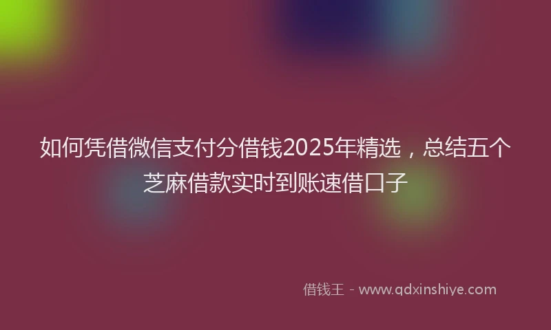 如何凭借微信支付分借钱2025年精选，总结五个芝麻借款实时到账速借口子