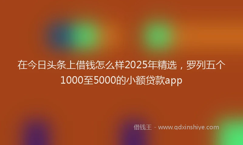 在今日头条上借钱怎么样2025年精选，罗列五个1000至5000的小额贷款app