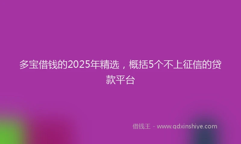 多宝借钱的2025年精选，概括5个不上征信的贷款平台