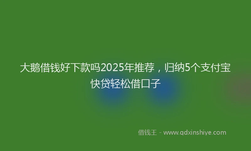 大鹅借钱好下款吗2025年推荐，归纳5个支付宝快贷轻松借口子