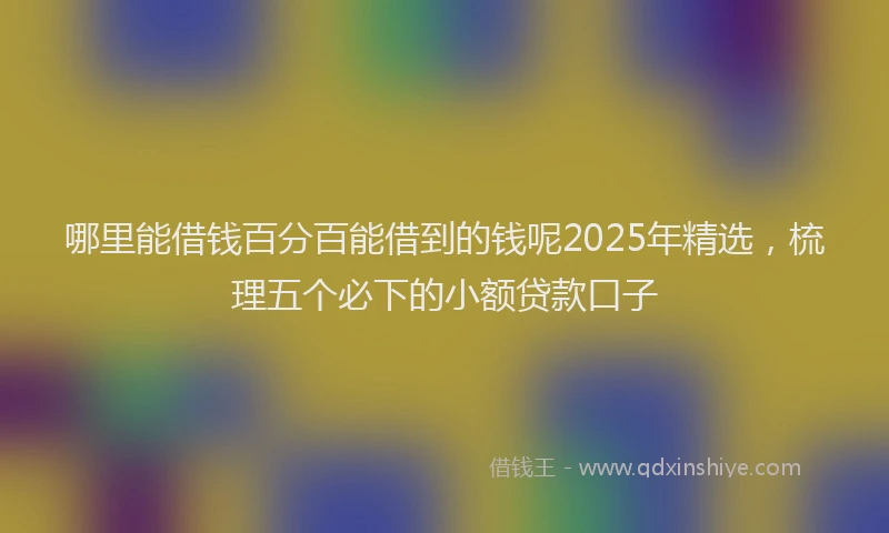 哪里能借钱百分百能借到的钱呢2025年精选，梳理五个必下的小额贷款口子