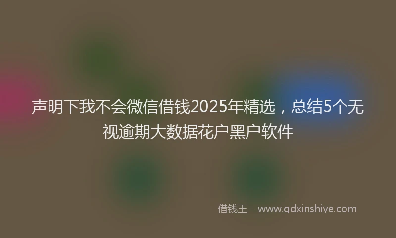 声明下我不会微信借钱2025年精选，总结5个无视逾期大数据花户黑户软件