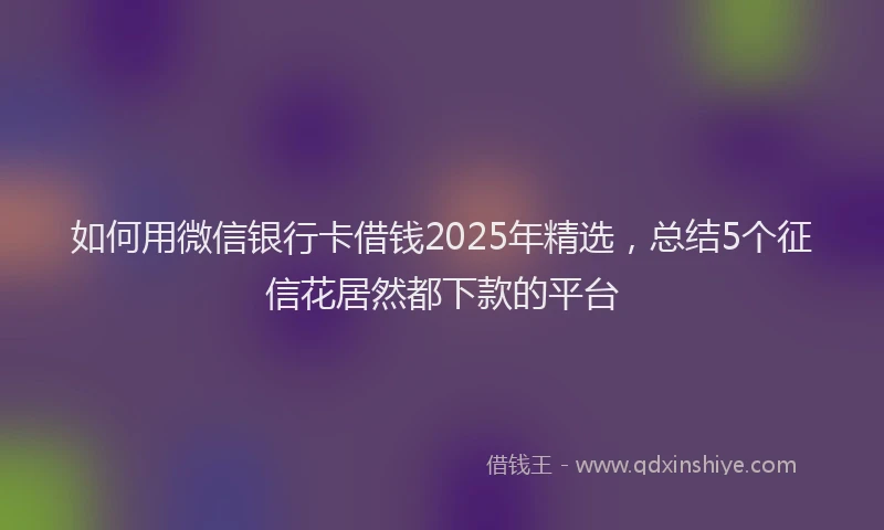 如何用微信银行卡借钱2025年精选，总结5个征信花居然都下款的平台
