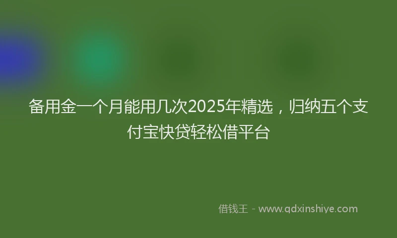 备用金一个月能用几次2025年精选，归纳五个支付宝快贷轻松借平台