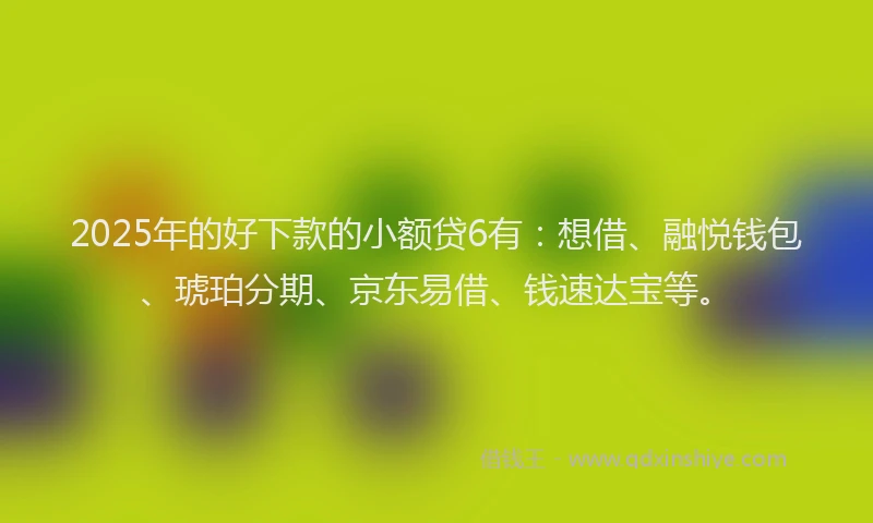 2025年的好下款的小额贷6有：想借、融悦钱包、琥珀分期、京东易借、钱速达宝等。