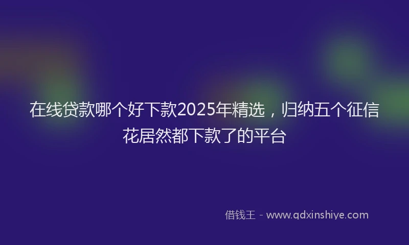 在线贷款哪个好下款2025年精选，归纳五个征信花居然都下款了的平台