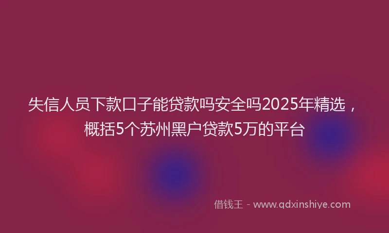 失信人员下款口子能贷款吗安全吗2025年精选，概括5个苏州黑户贷款5万的平台