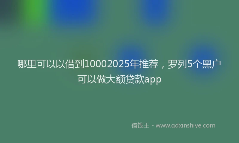 哪里可以以借到10002025年推荐，罗列5个黑户可以做大额贷款app