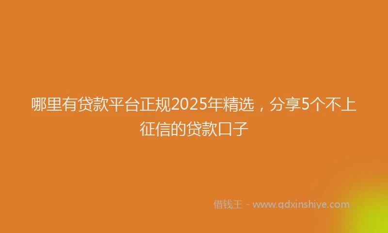 哪里有贷款平台正规2025年精选，分享5个不上征信的贷款口子