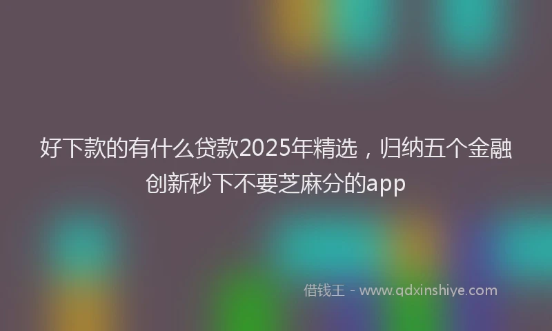 好下款的有什么贷款2025年精选，归纳五个金融创新秒下不要芝麻分的app