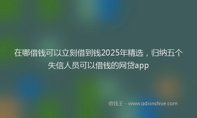 在哪借钱可以立刻借到钱2025年精选，归纳五个失信人员可以借钱的网贷app