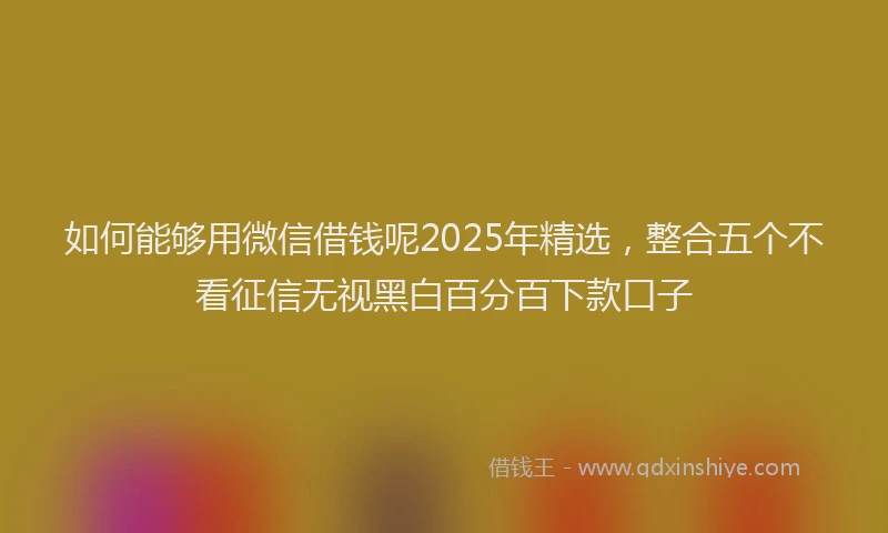 如何能够用微信借钱呢2025年精选，整合五个不看征信无视黑白百分百下款口子