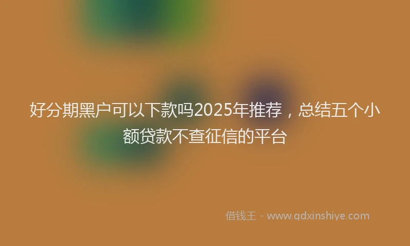 好分期黑户可以下款吗2025年推荐，总结五个小额贷款不查征信的平台