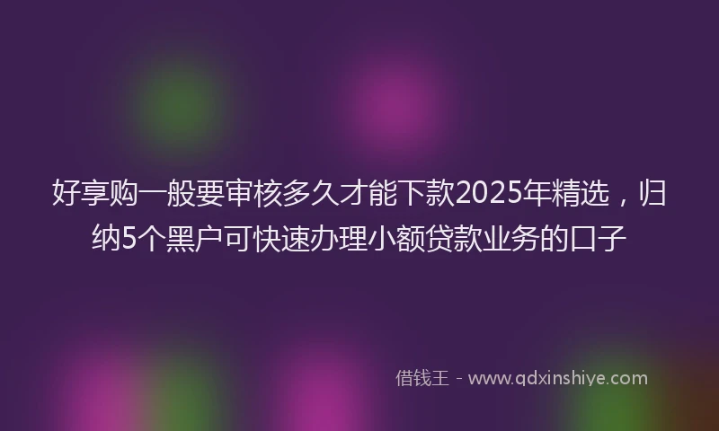 好享购一般要审核多久才能下款2025年精选，归纳5个黑户可快速办理小额贷款业务的口子