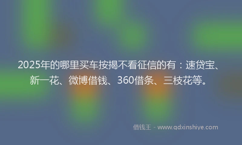 2025年的哪里买车按揭不看征信的有：速贷宝、新一花、微博借钱、360借条、三枝花等。