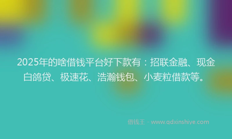 2025年的啥借钱平台好下款有：招联金融、现金白鸽贷、极速花、浩瀚钱包、小麦粒借款等。
