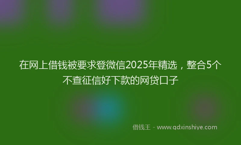 在网上借钱被要求登微信2025年精选，整合5个不查征信好下款的网贷口子