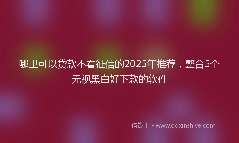 哪里可以贷款不看征信的2025年推荐，整合5个无视黑白好下款的软件