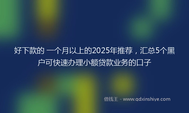 好下款的 一个月以上的2025年推荐，汇总5个黑户可快速办理小额贷款业务的口子