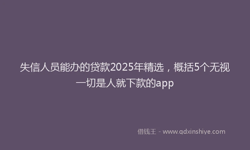 失信人员能办的贷款2025年精选，概括5个无视一切是人就下款的app