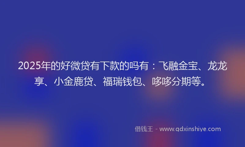 2025年的好微贷有下款的吗有：飞融金宝、龙龙享、小金鹿贷、福瑞钱包、哆哆分期等。