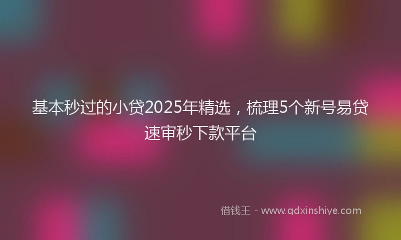 基本秒过的小贷2025年精选，梳理5个新号易贷速审秒下款平台