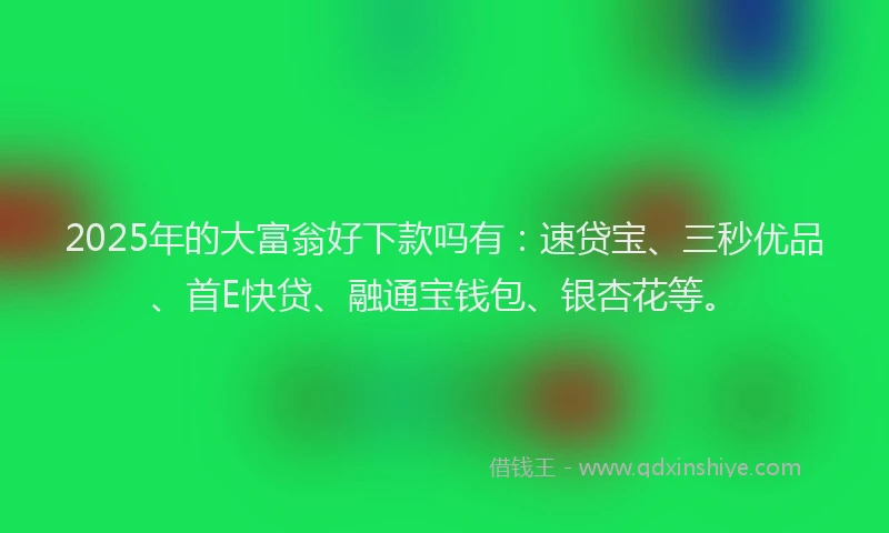2025年的大富翁好下款吗有：速贷宝、三秒优品、首E快贷、融通宝钱包、银杏花等。