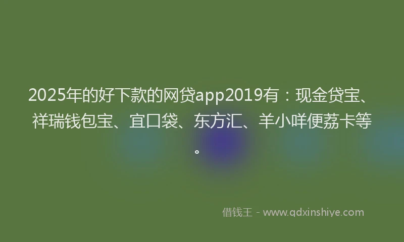 2025年的好下款的网贷app2019有：现金贷宝、祥瑞钱包宝、宜口袋、东方汇、羊小咩便荔卡等。