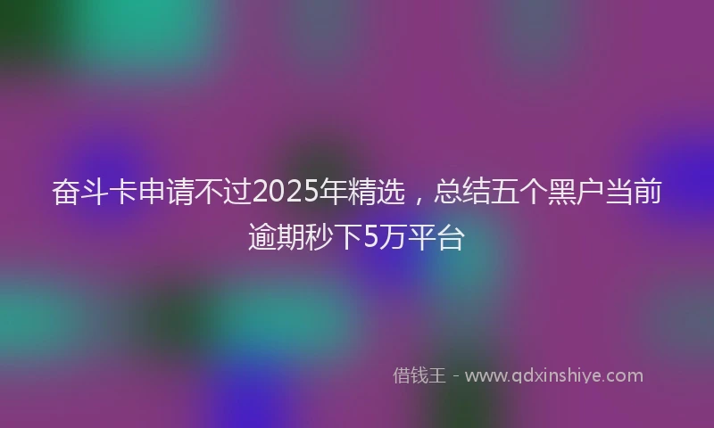 奋斗卡申请不过2025年精选，总结五个黑户当前逾期秒下5万平台