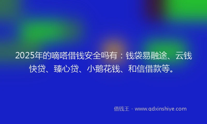 2025年的嘀嗒借钱安全吗有：钱袋易融途、云钱快贷、臻心贷、小鹅花钱、和信借款等。