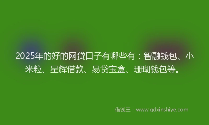 2025年的好的网贷口子有哪些有：智融钱包、小米粒、星辉借款、易贷宝盒、珊瑚钱包等。