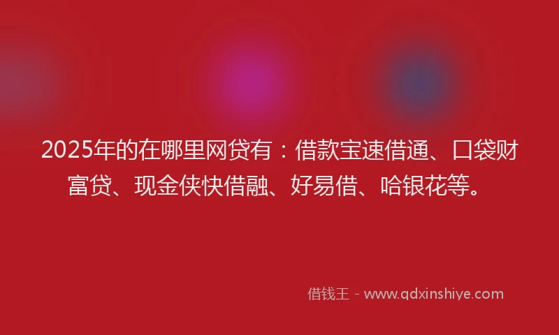 2025年的在哪里网贷有：借款宝速借通、口袋财富贷、现金侠快借融、好易借、哈银花等。